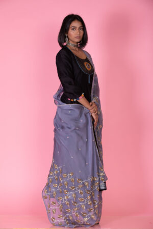 Black Emboridered Anarkali with Dupatta