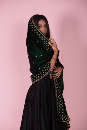 Anarkali with Velvet Dupatta