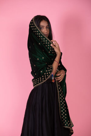 Anarkali with Velvet Dupatta