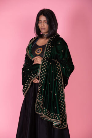 Anarkali with Velvet Dupatta