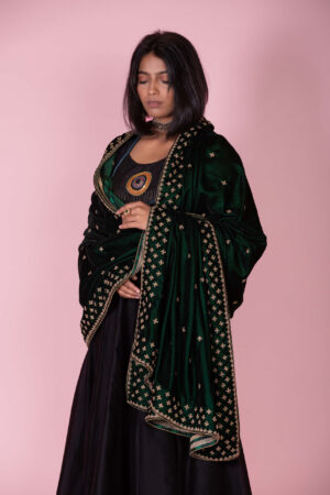 Anarkali with Velvet Dupatta