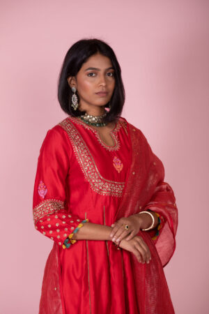 Embroidered Anarkali with Dupatta