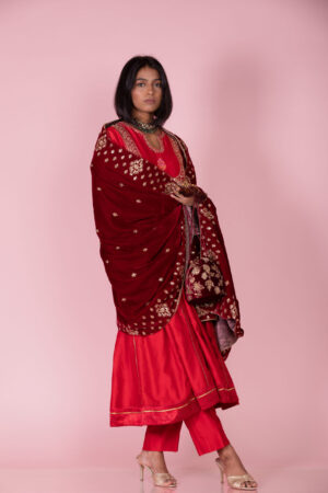 Anarkali with Embroidered Velvet Shawl