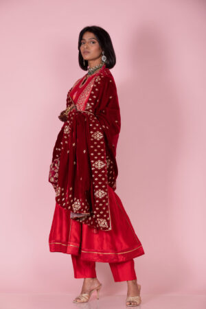 Anarkali with Embroidered Velvet Shawl