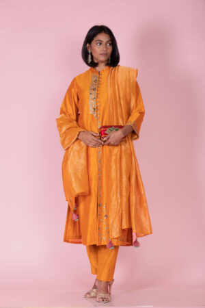 Yellow Embroidered Suit with Dupatta