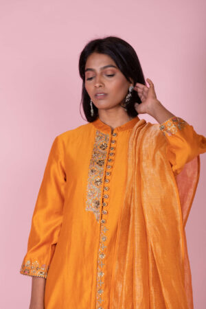 Yellow Embroidered Suit with Dupatta