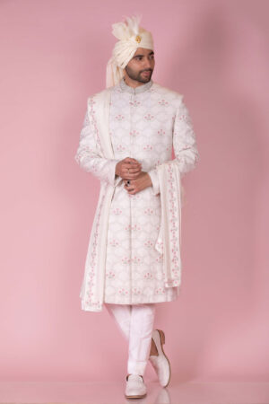 Aari & Resham Silk Embroidered Sherwani