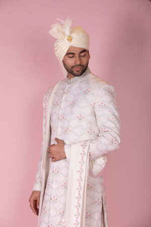 Aari & Resham Silk Embroidered Sherwani