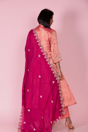 Peach Anarkali with Embroidered Dupatta
