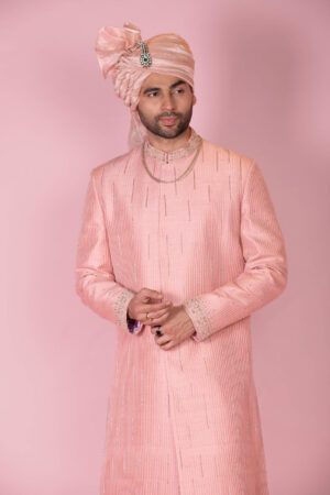 Raw Silk Thread & Katdana Embroidered Sherwani