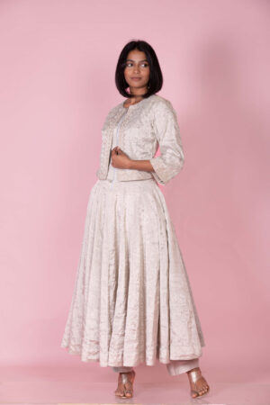 Ivory Silk Embroidered Suit