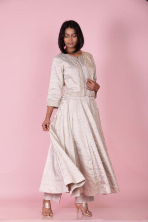 Ivory Silk Embroidered Suit