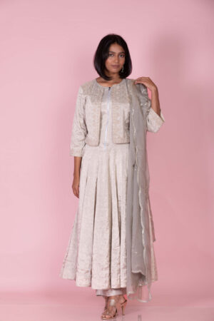 Ivory Silk Suit with Dupatta