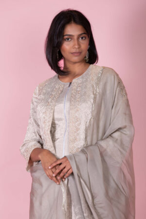 Ivory Silk Suit with Dupatta
