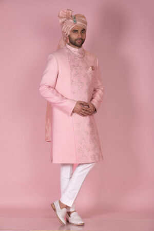 Pitta Jali Matka Silk Embroidered Sherwani