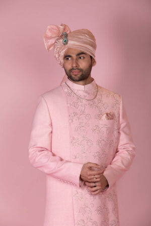 Pitta Jali Matka Silk Embroidered Sherwani