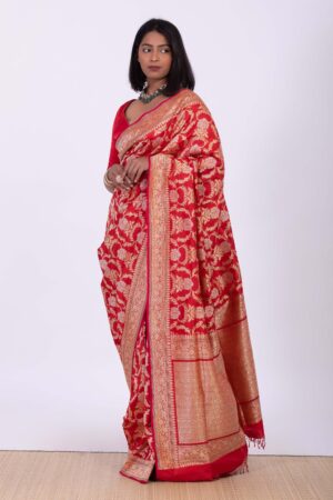 Handwoven Red Silk Sari