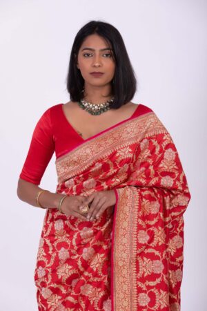 Handwoven Red Silk Sari