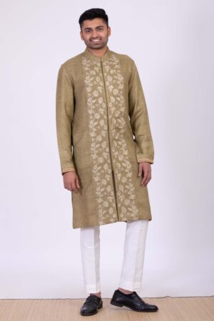 Olive Embroidered Sherwani