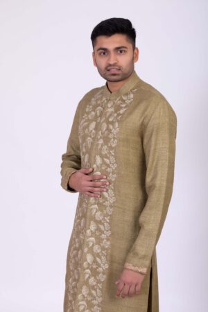 Olive Embroidered Sherwani