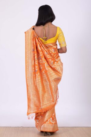 Handwoven Orange Silk Sari