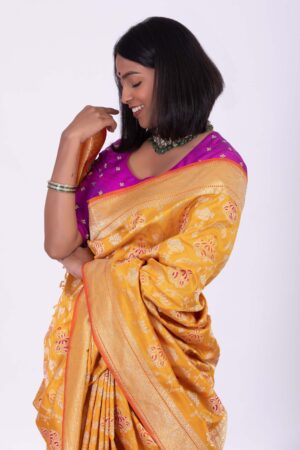 Handwoven Yellow Silk Sari