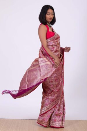 Handwoven Fuchsia Silk Sari