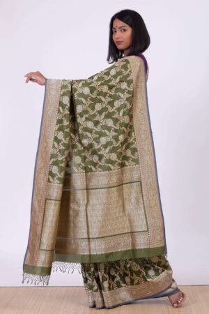 Handwoven Green Silk Sari