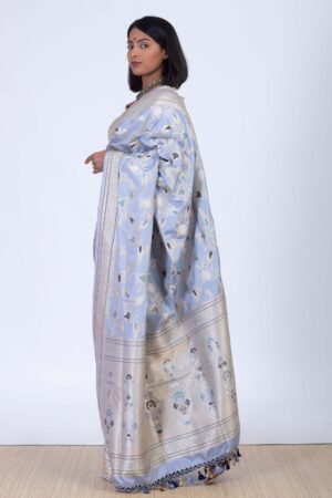 Handwoven Pastel Blue Silk Sari