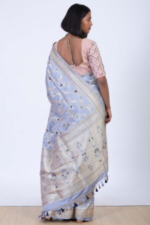 Handwoven Pastel Blue Silk Sari