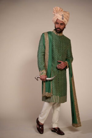 Green Silk Sherwani