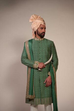 Green Silk Sherwani