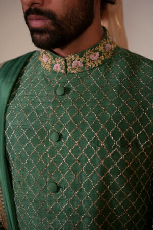 Green Silk Sherwani