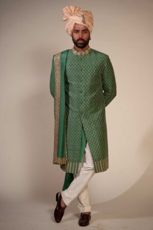 Green Silk Sherwani