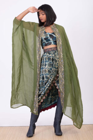 Corset & Dhoti Set with Veil