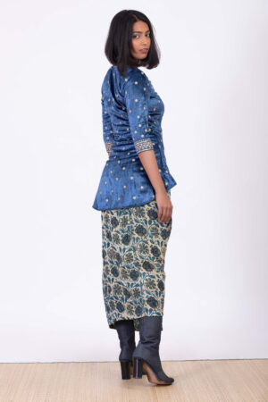 Blue Velvet Jacket with Co Ord Set