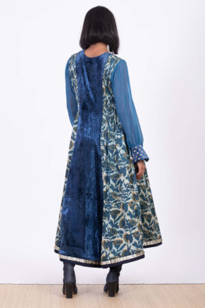 Blue Velvet Embroidered Dress