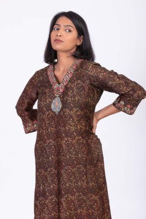 Brown Kurti with Pants Set