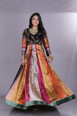 Multicolour Embroidered Silk Anarkali