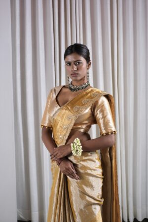 Turmeric Yellow Handwoven two toned Chanderi Saree