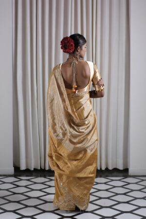 Turmeric Yellow Handwoven two toned Chanderi Saree