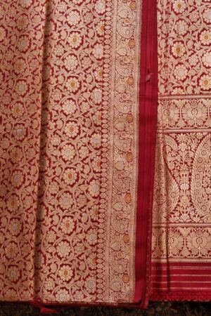 Royal Banarasi Silk Saree – Crimson Red - TEST